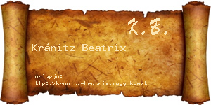 Kránitz Beatrix névjegykártya